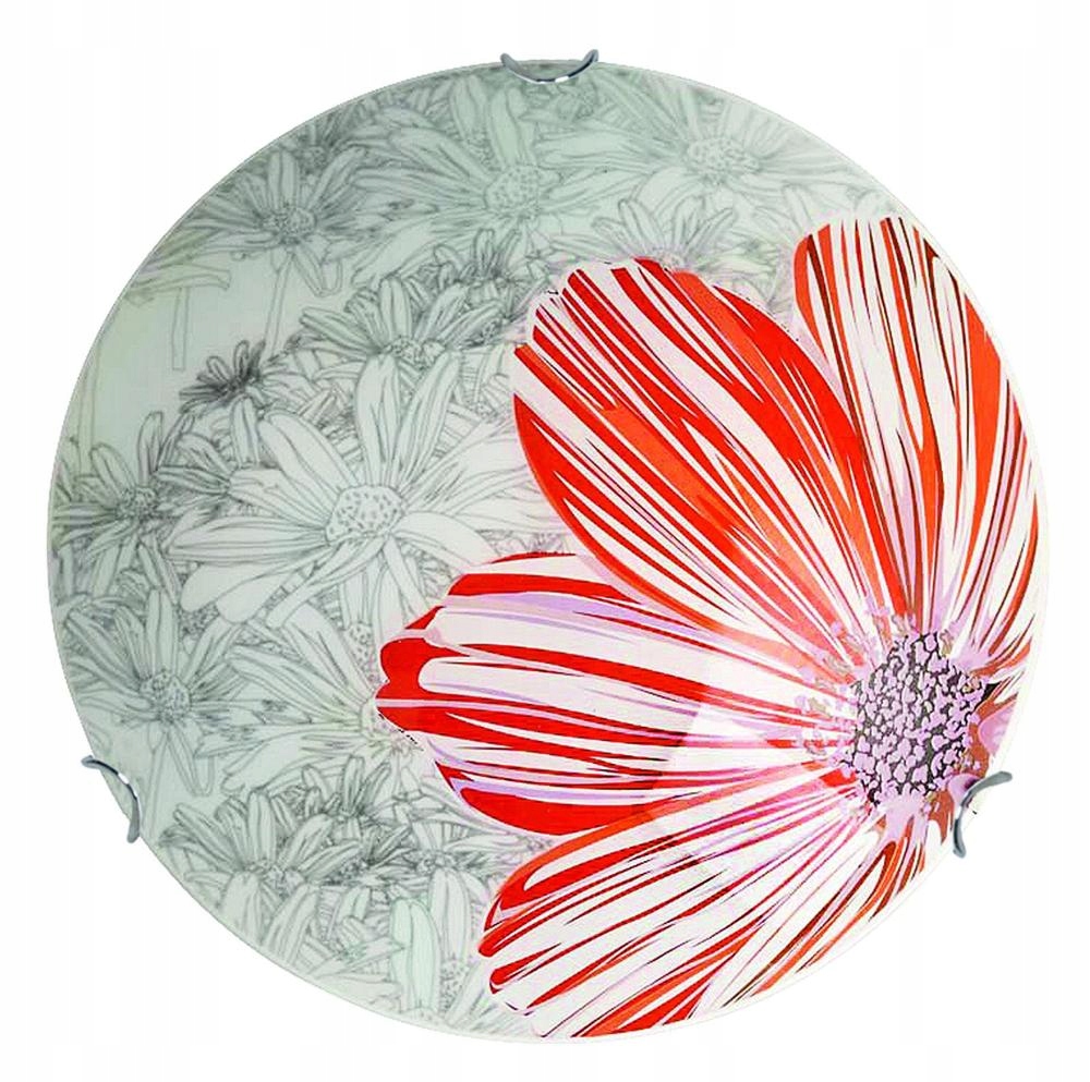 Stropní Svítidlo kulatý Spring 40 cm Stropní Svítidlo 2X60W E27 Červená Květinový motiv