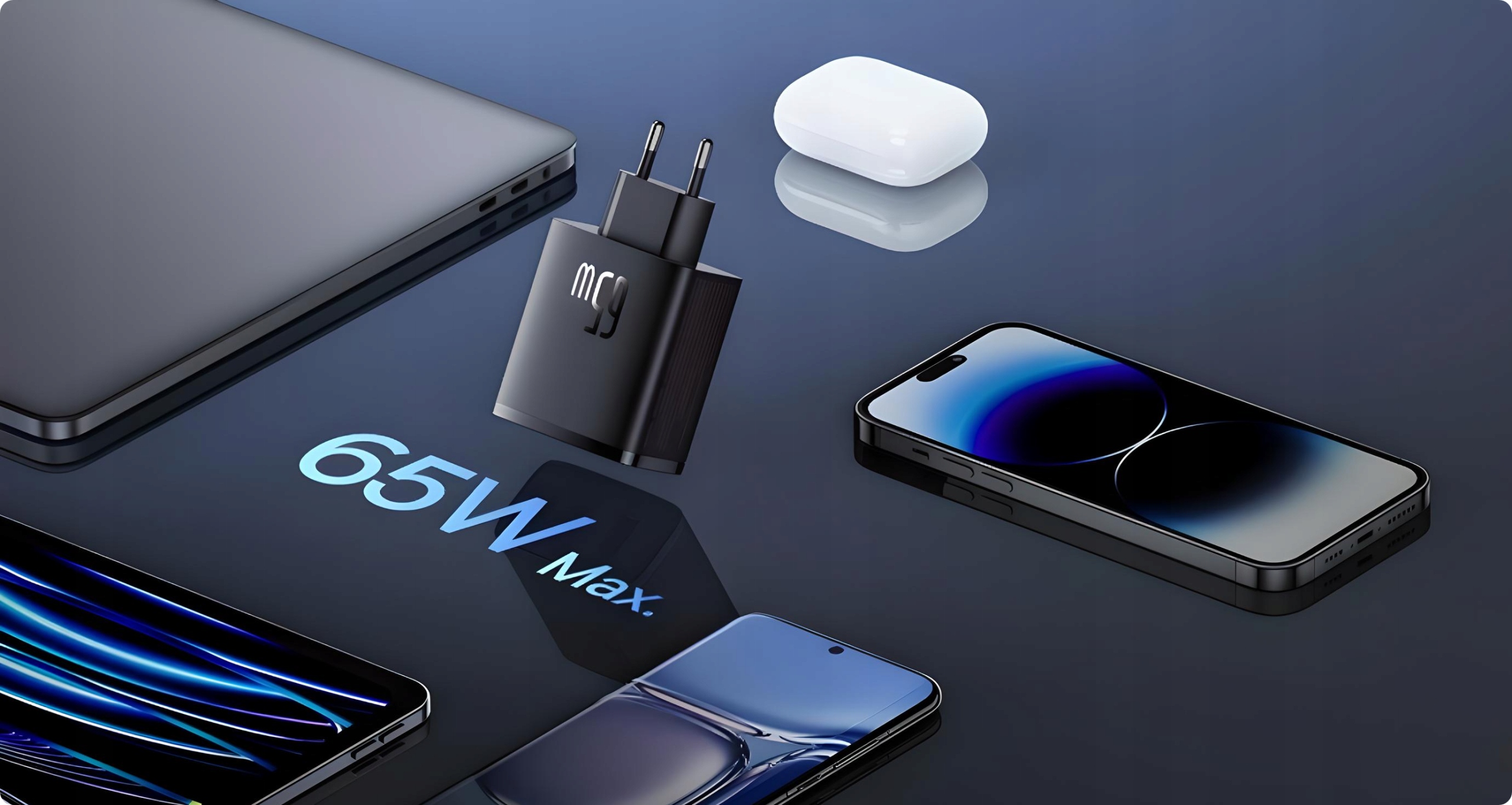 BASEUS SZYBKA ŁADOWARKA ZASILACZ 3x USB USB-C TYP-C 65W PD3.0 QC3.0 AFC SCP Złącza USB typ C USB