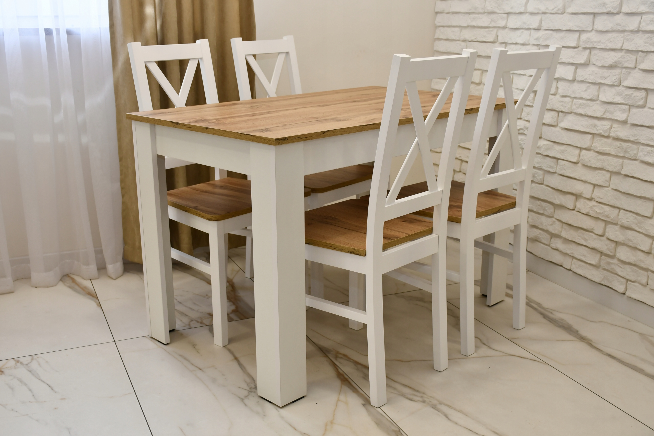 zestaw do kuchni dąb wotan, lancelot, kraft złoty 4 krzesła stół 70x115 Marka Sandow