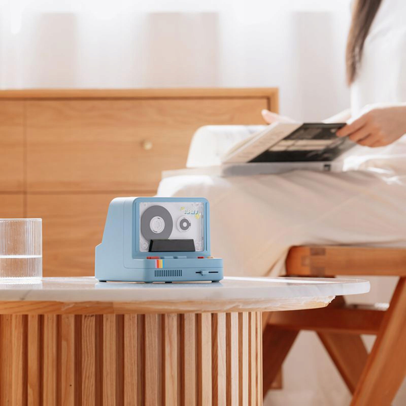 Bezprzewodowy głośnik Bluetooth 3 w 1 Arom LED Lampka nocna Bluetooth 5.0 Niebieski Producent części Inny