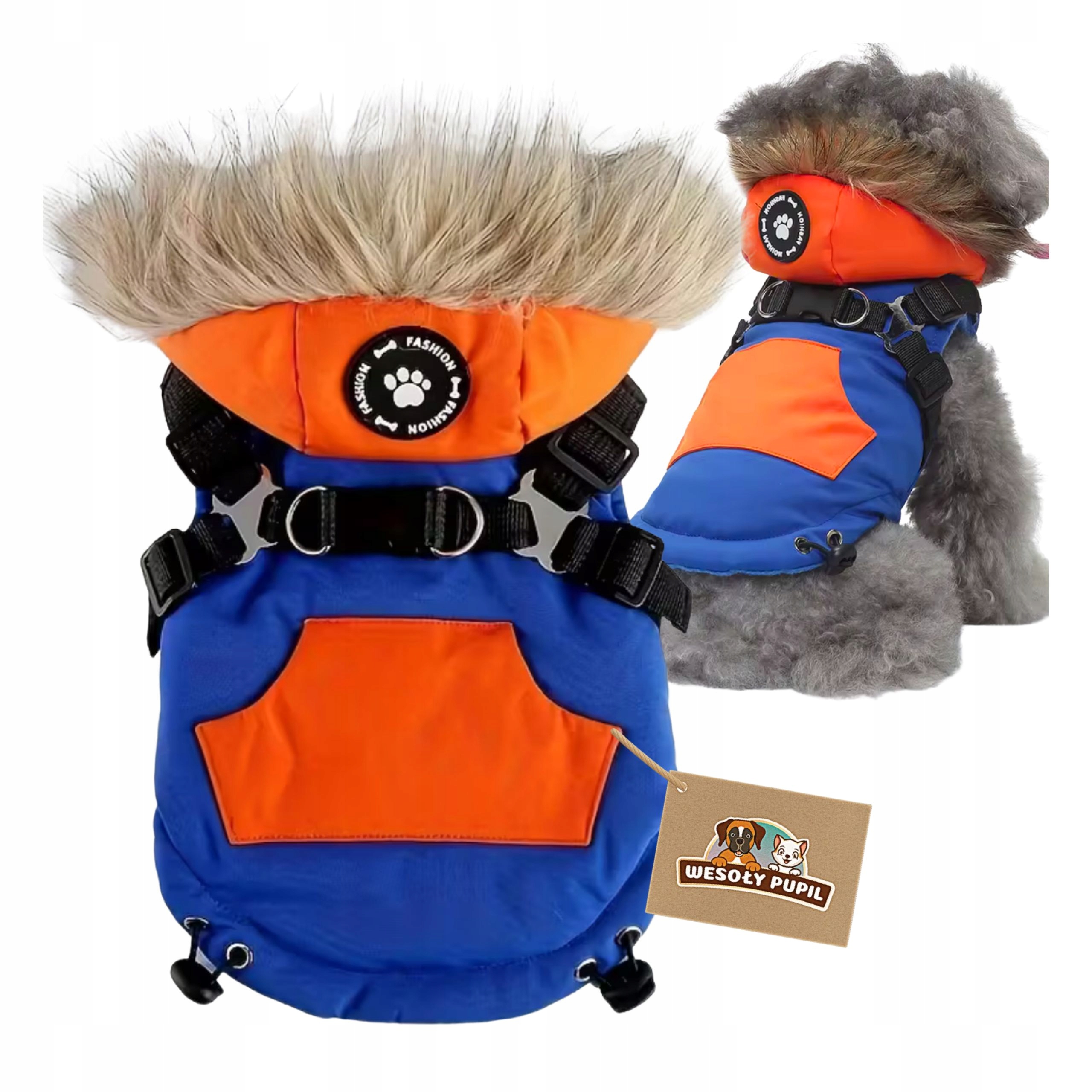 Levně Bunda pro psa XXL Zateplené zimní oblečení s Ramenními Popruhy a kapucí 3v1