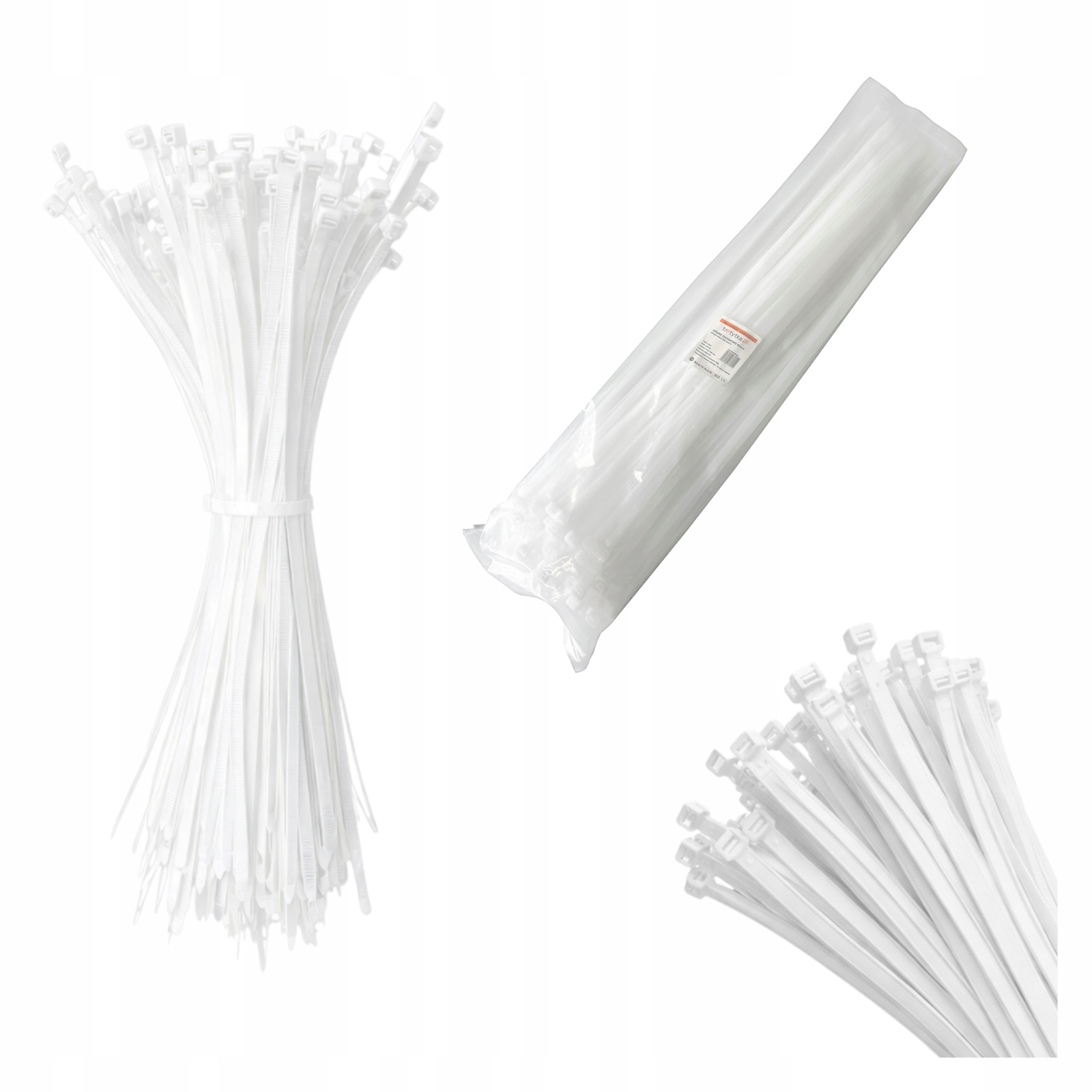 Opaski zaciskowe kablowe trytytki trytki Uv 4,8 x 430 mm, biały 100 szt.