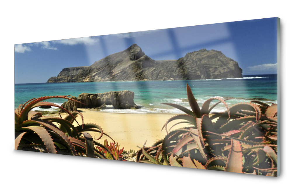 

Panel szklany do kuchni Plaża Morze Skała 125x50