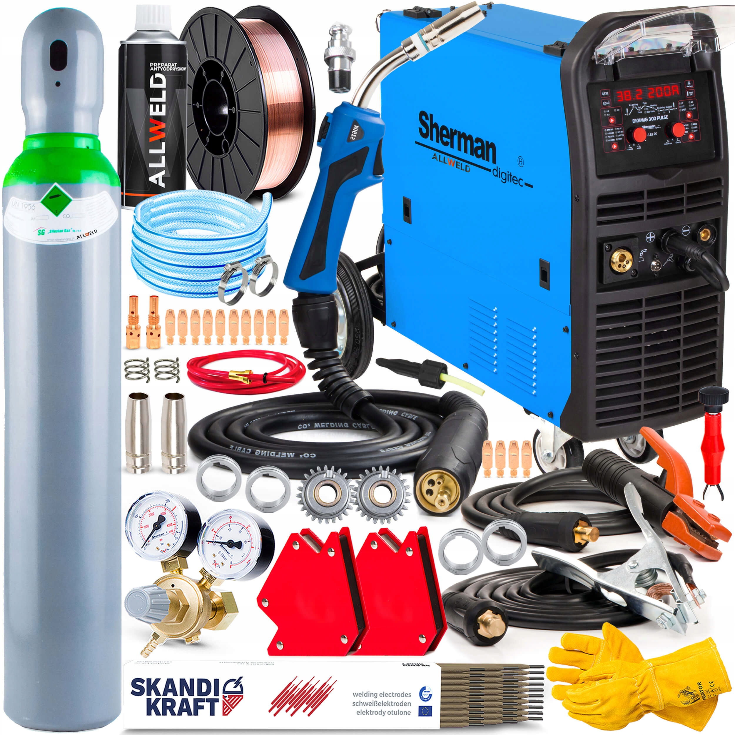 Poloautomatický Svařovací Stroj Sherman Digimig 300 Pulse Mig Mag Mma Tig Puls 200A