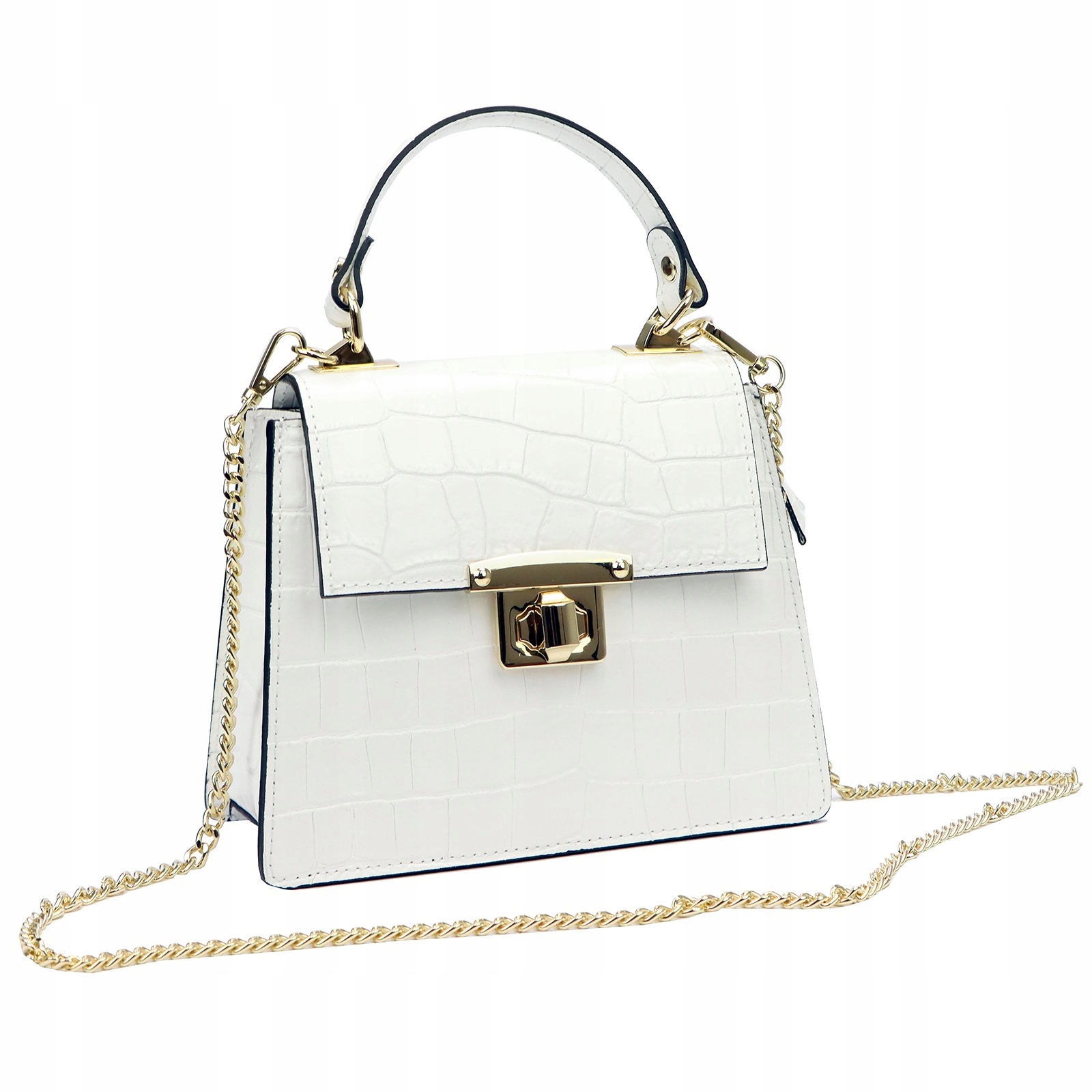 ORYGINALNA TOREBKA KUFEREK DO RĘKI I NA RAMIĘ Z ŁAŃCUSZKIEM LUKA Materiał dominujący skóra naturalna