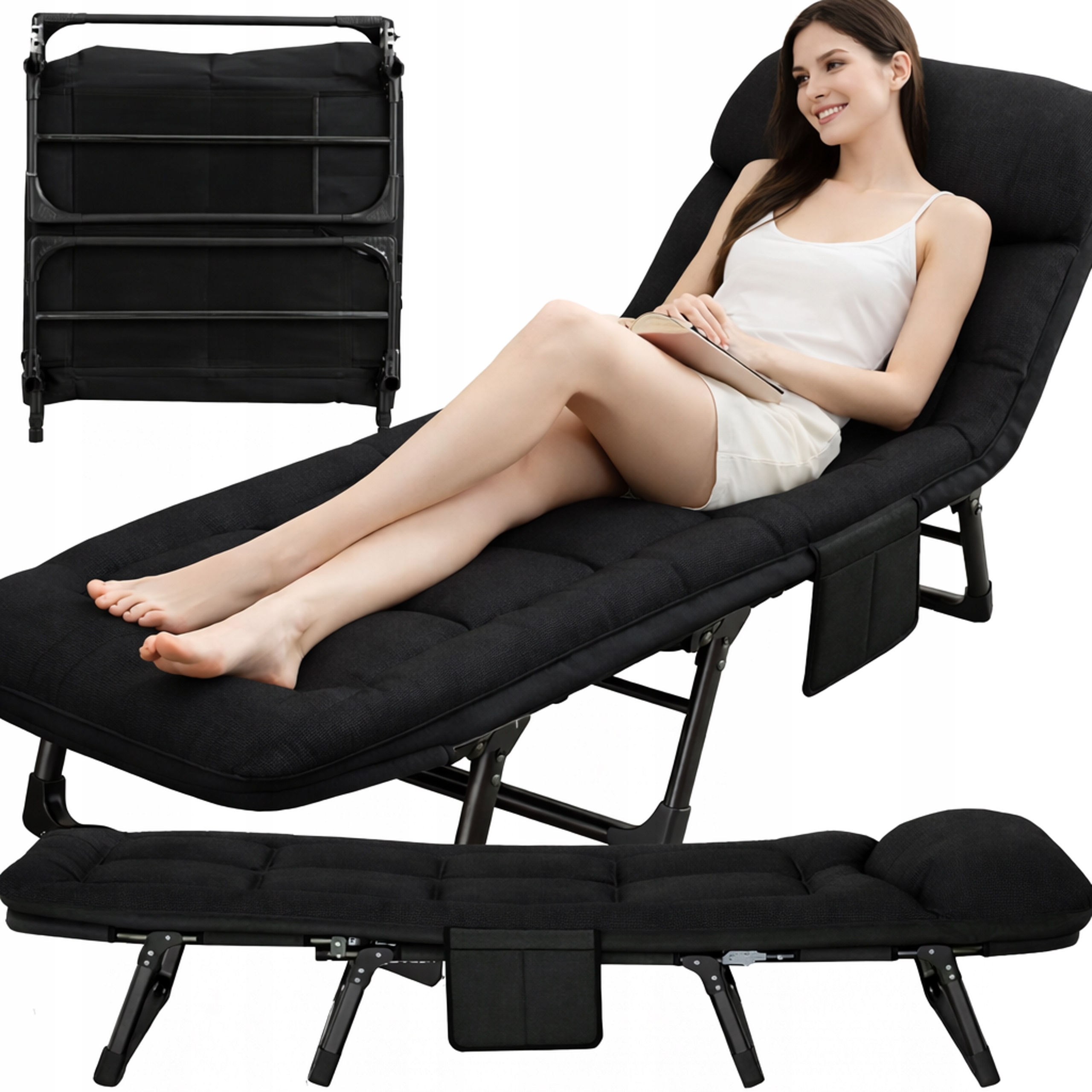 Łóżko Turystyczne Składane Polowe Leżak Kanadyjka Leżanka Stabilne 150kg Uv