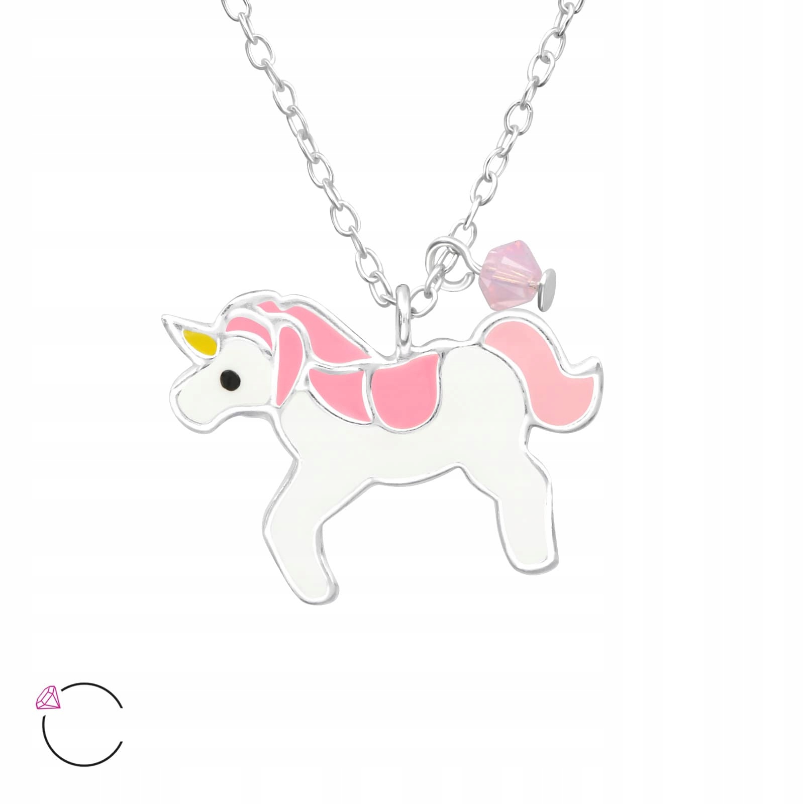 srebrne kolczyki 925 naszyjnik dziecko JEDNOROŻEC