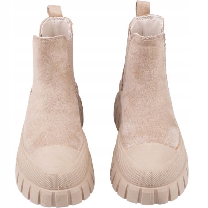 Botki sztyblety damskie lekko ocieplane beżowe Rozmiar 37