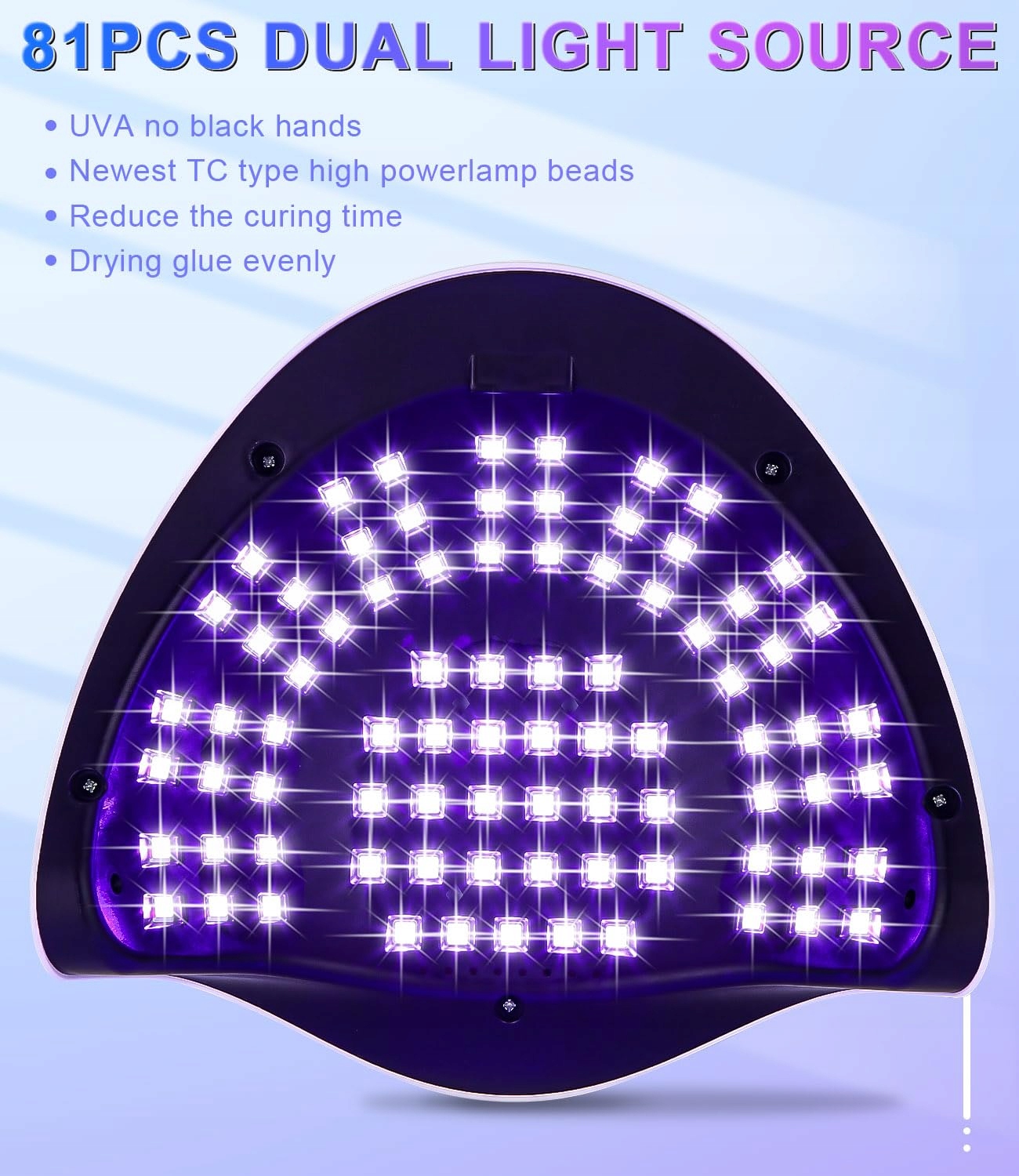 ZAWAER Lampa UV Do Paznokci 380W 81 Diody Czujnik Automatyczny Wyświetlacz — miniatura 4