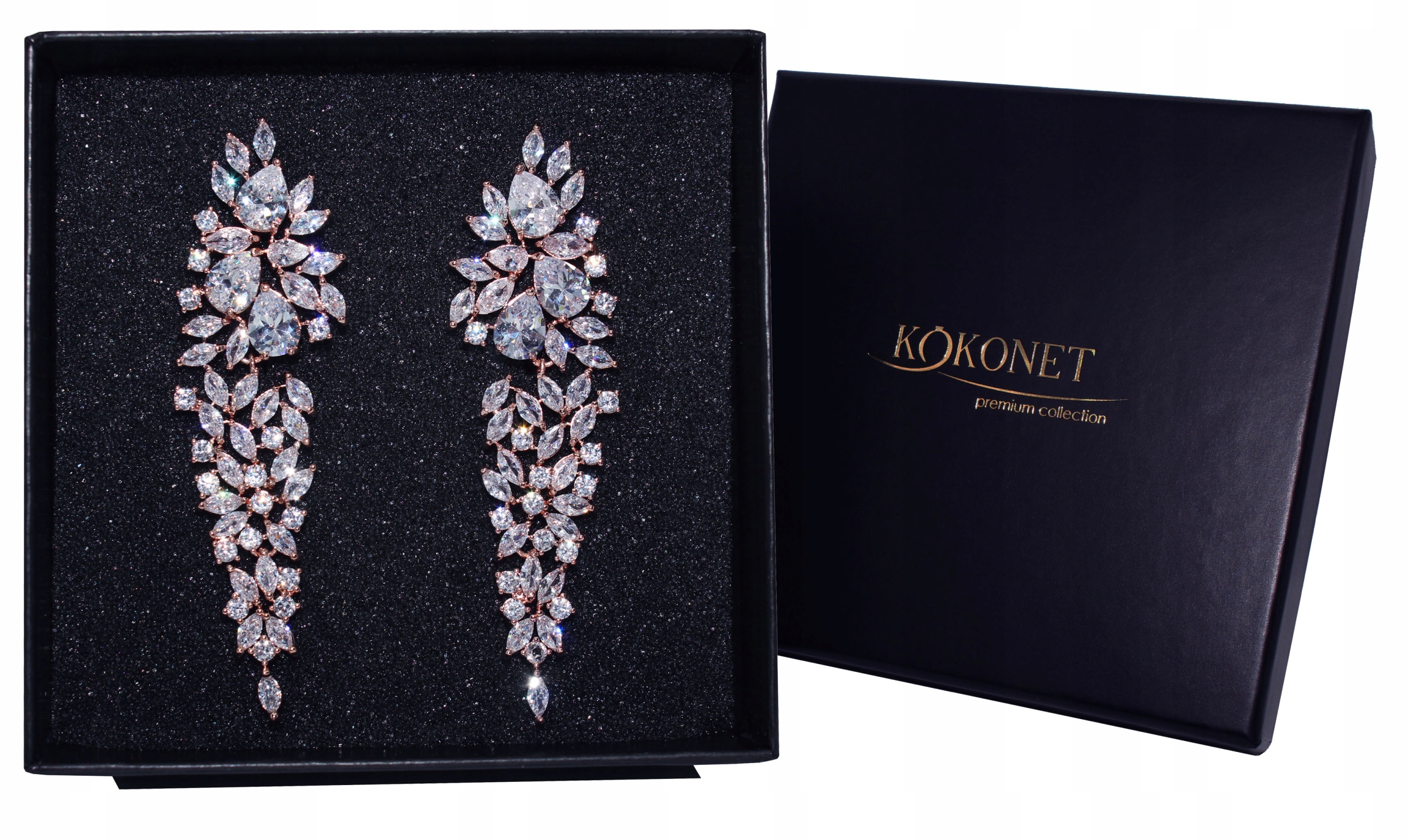 náušnice Rose gold Svatební Swarovski výrazné a krásné