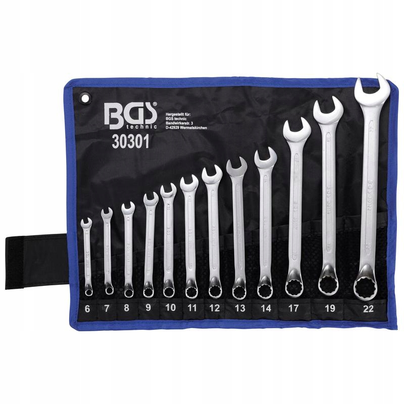 Sada očkoplochých ohnutých klíčů 6-22 mm 12 ks Bgs 30301