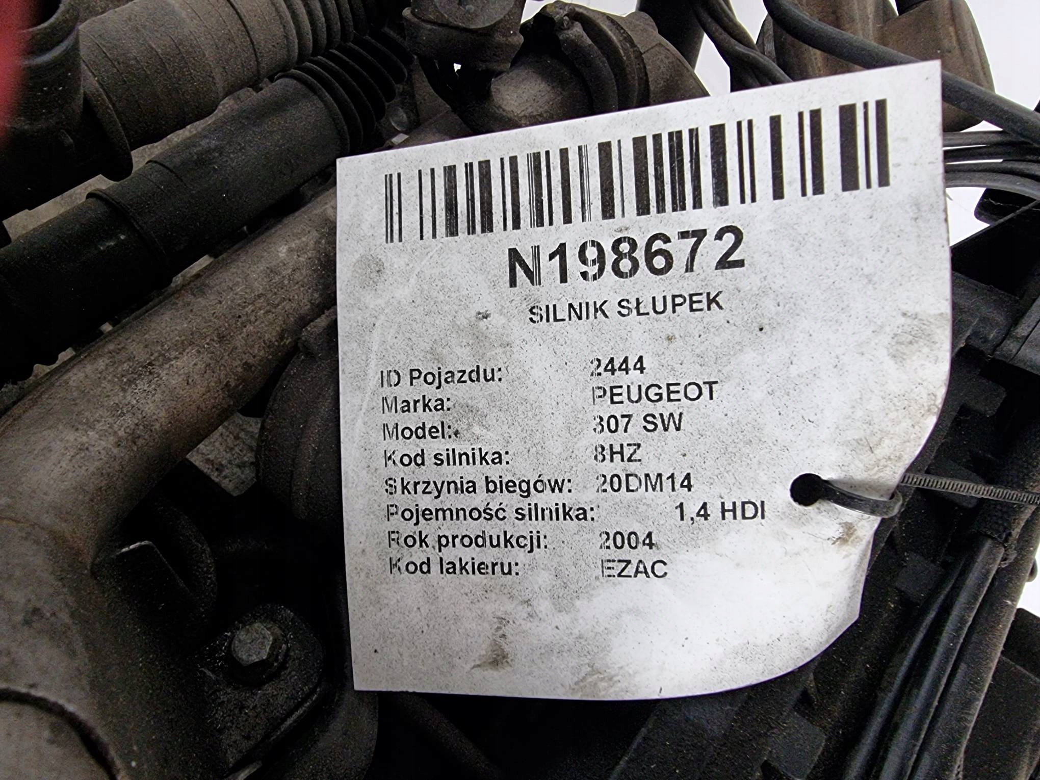 engine pillar 1.4 HDI 68 KM PEUGEOT 307 SW