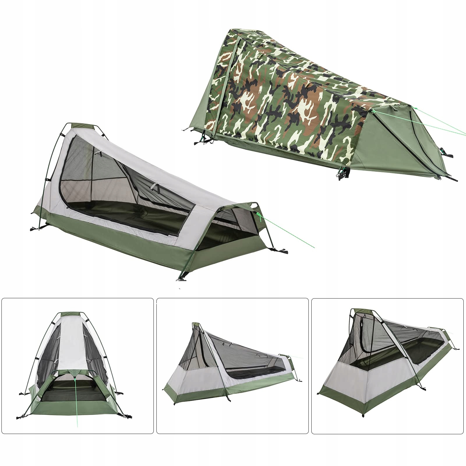 GEERTOP Lekki Namiot Jednoosobowy Biwakowy Trekkingowy Camouflage — miniatura 3