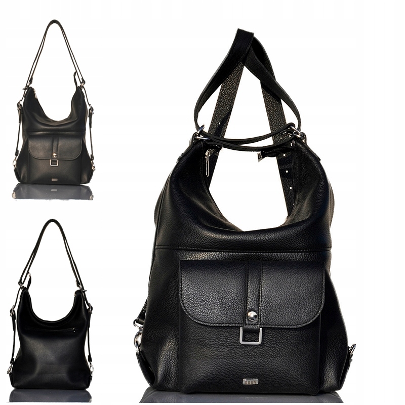 SKÓRZANY PLECAK TORBA DAMSKA 2W1 WOREK SHOPPER A4