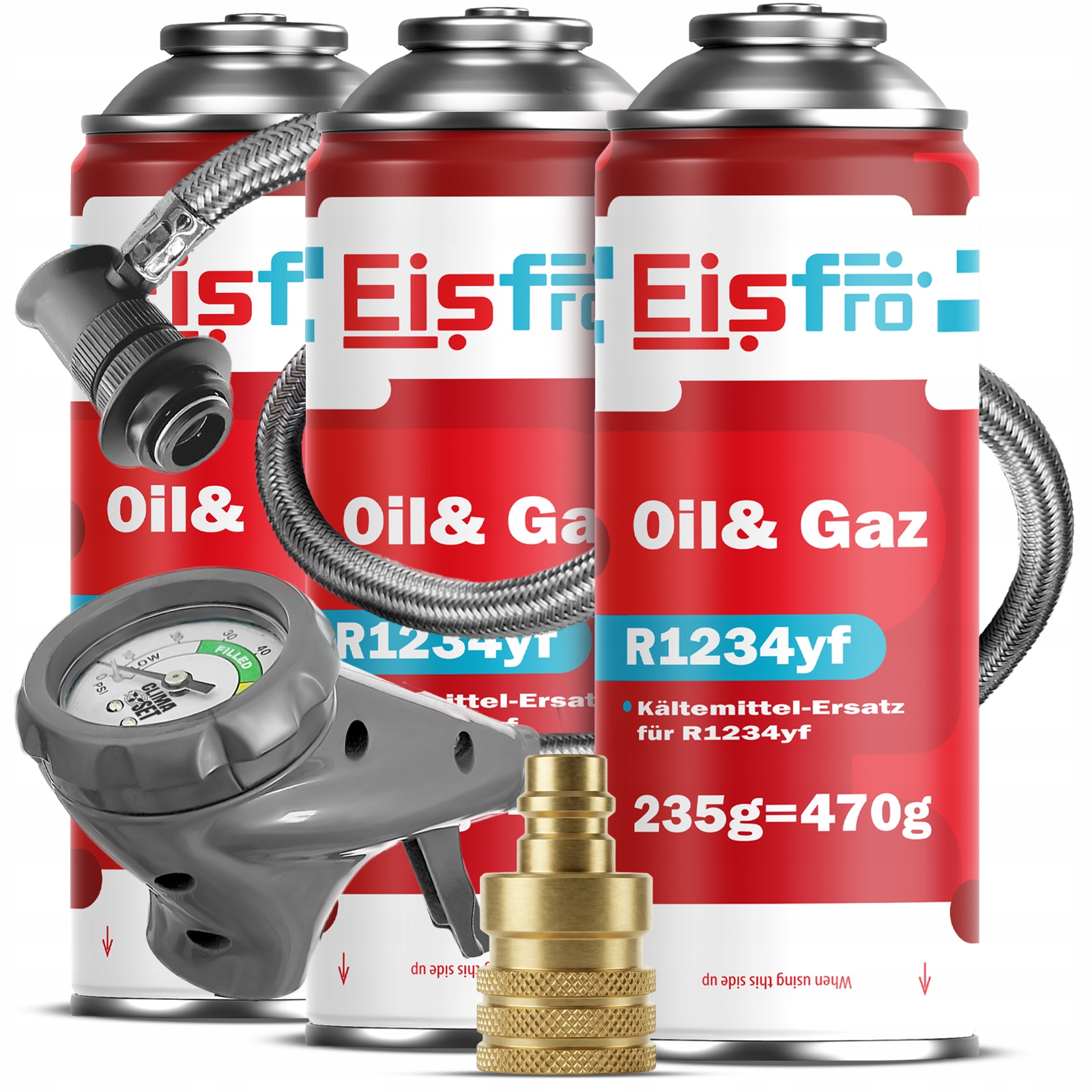 3x Gaz Pro Klimatizace R1234yf chladivo Vypouštěcí kabel Adaptér