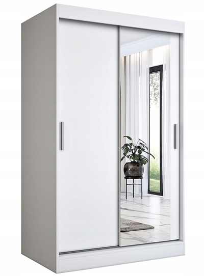 BIAŁA SKANDYNAWSKA SZAFA PRZESUWNA Z LUSTREM 120CM Liczba szuflad 0