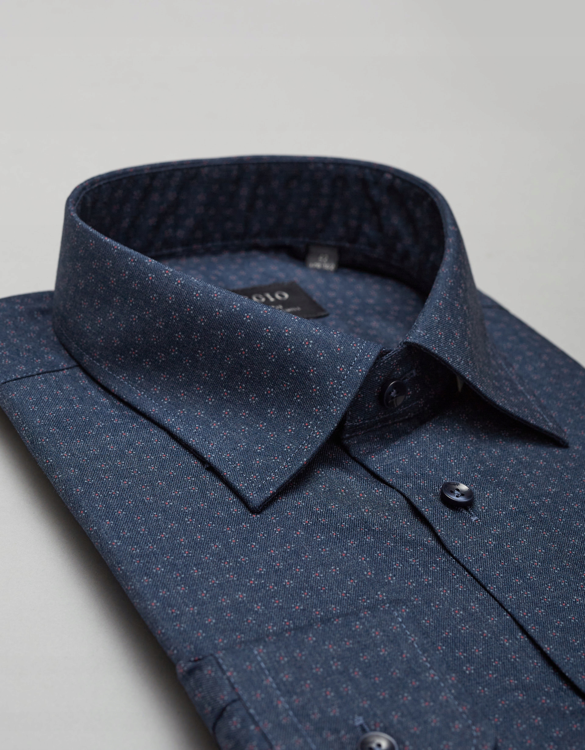 Koszula męska we wzory calimera 00397 granatowy classic fit 188/194 44 Marka Borgio