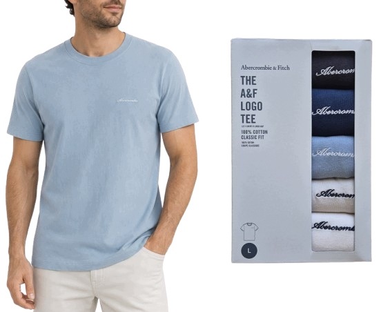 5 x tričko Abercrombie Hollister tričko M 5PAK 5-pack Classic Fit 5pack