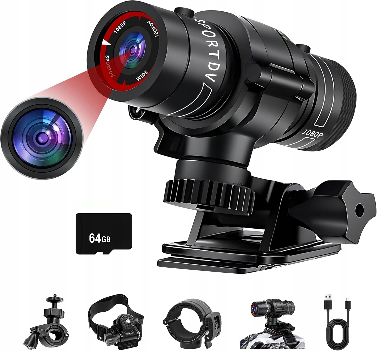 Akční Kamera Na Motocyklová Přilba Voděodolná Kamera Na Helmu 120° Sd