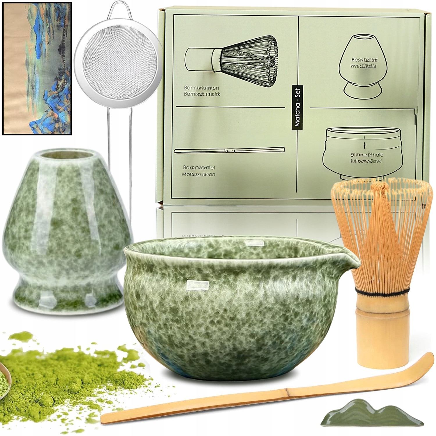 7SZT Zestaw Prezentowy Do Herbaty Matcha Zestaw Mioteł Matcha Z Trzepaczką