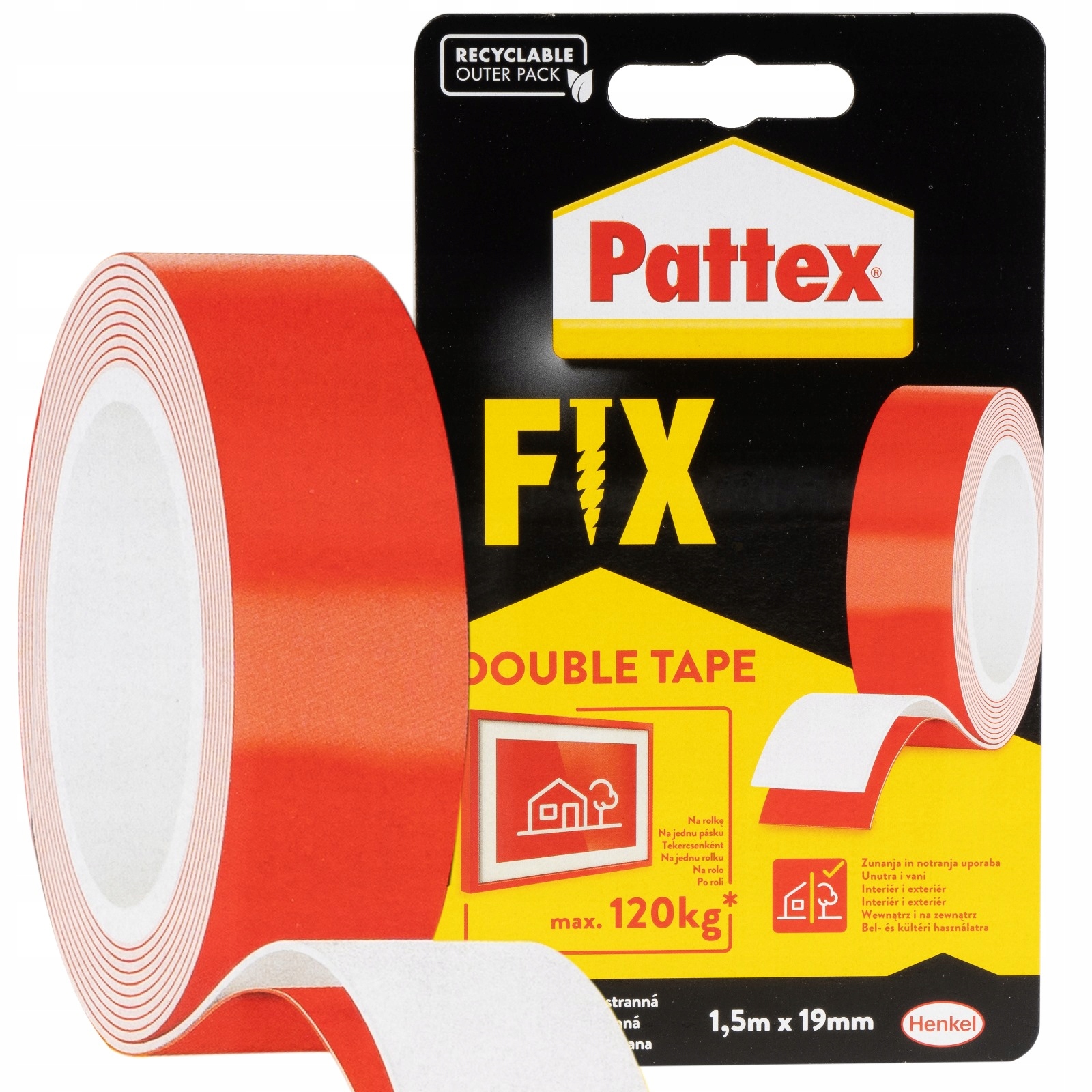 PATTEX TAŚMA DWUSTRONNA MONTAŻOWA FIX DO 120KG MOCNA UNIWERSALNA 1SZT Marka Pattex