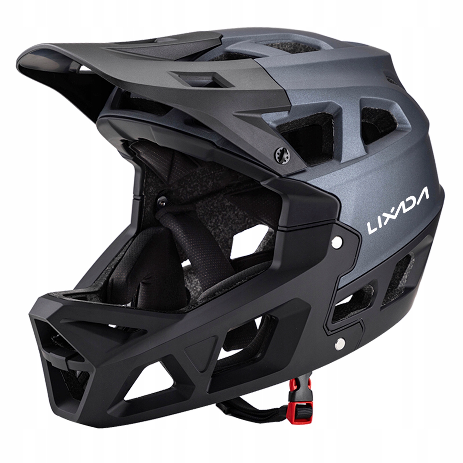 Kask full face Mtb downhill, czarno-szary, M, 31 otworów, wyjmowana