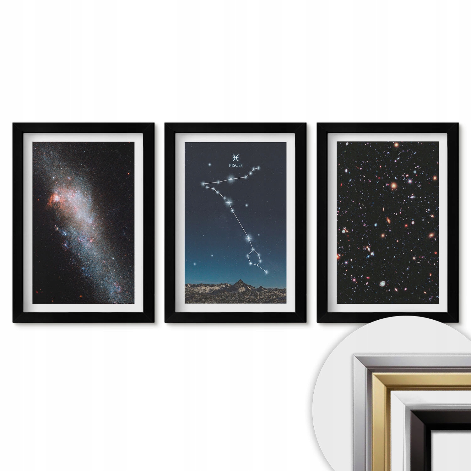 Sada obrazů na zeď jako Dárek Vesmírné krajiny Ryb galaxie