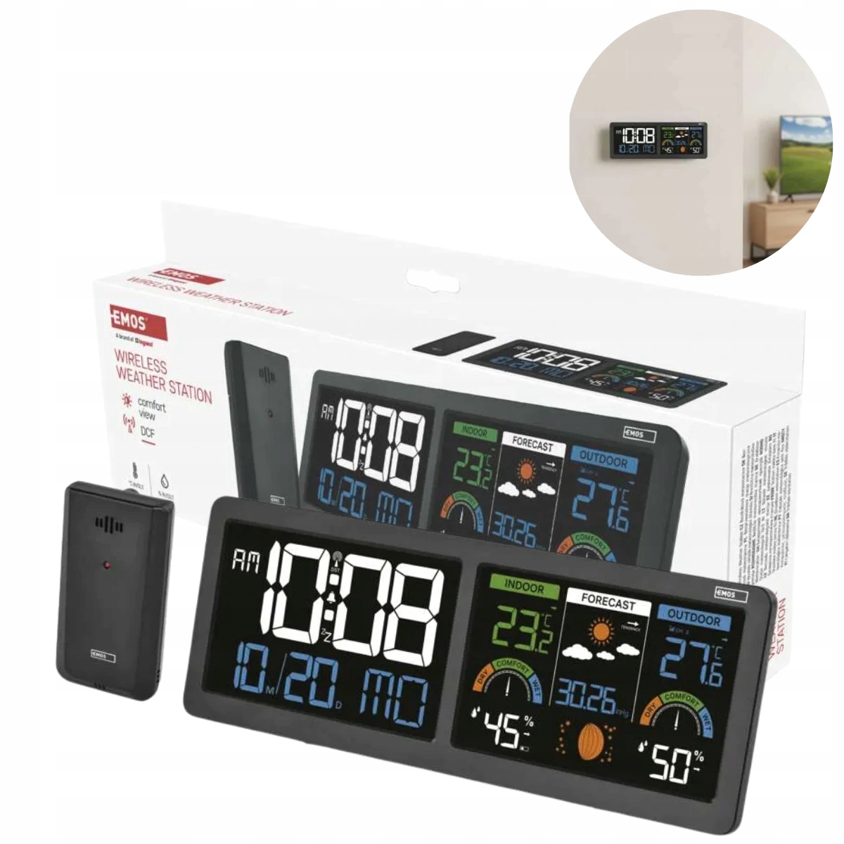 Stacja meteo bezprzewodowa z prognozą pogody E8625 Emos