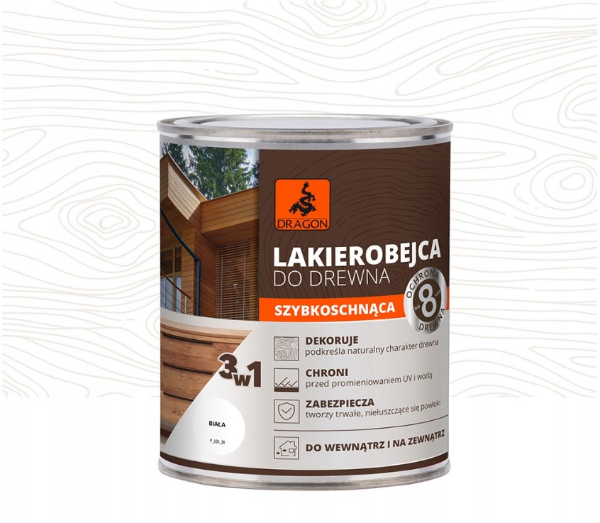 DRAGON Lakierobejca do drewna 700ml Biały