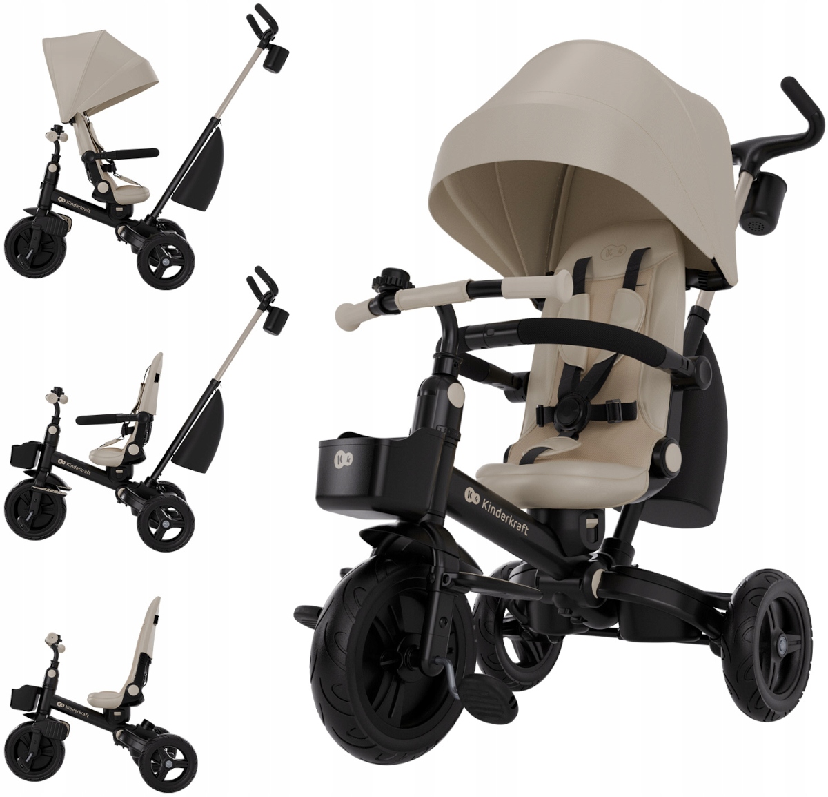 Kinderkraft Aveo 2 Plus Rowerek Dziecięcy Rower Trójkołowy 6w1 Beige