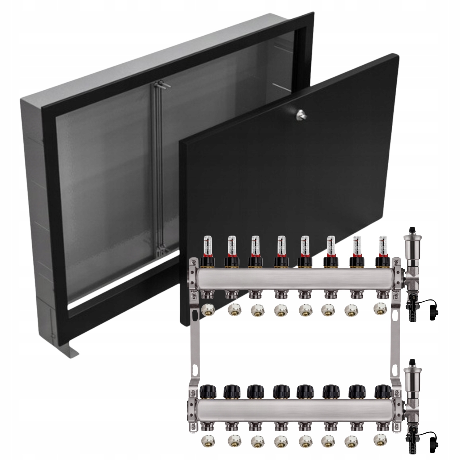 Nerezový Rozdělovač Podlahovky 8+ Podomítkový Box Černý+pex
