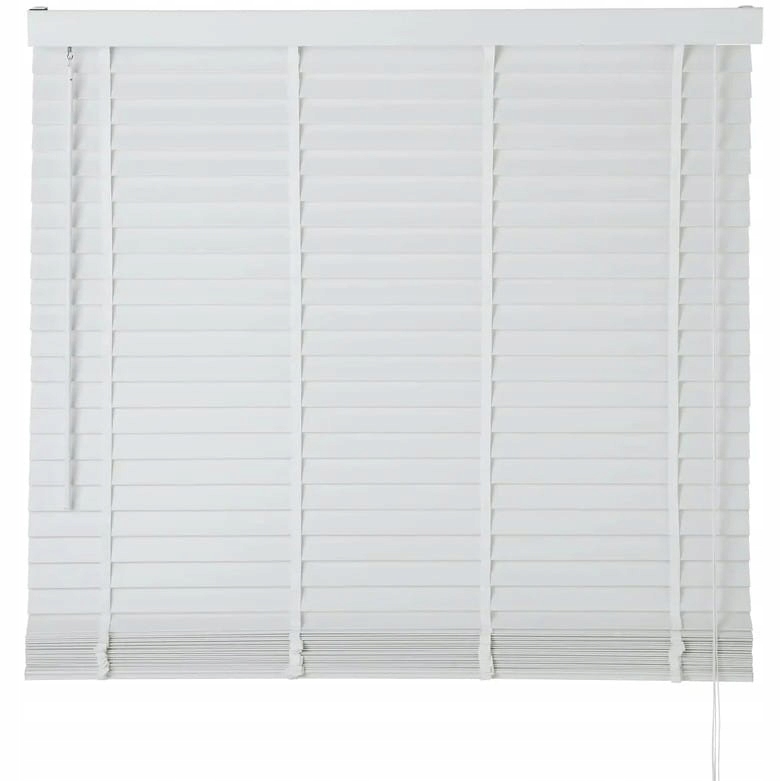 Żaluzja wenecka 180 x 180 cm biała - imitacja drewna Szerokość lameli 50 mm