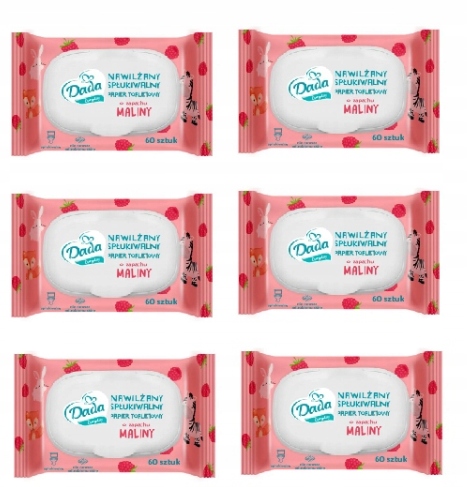 

6x Nawilżany papier spłukiwalny Dada Malina 60szt