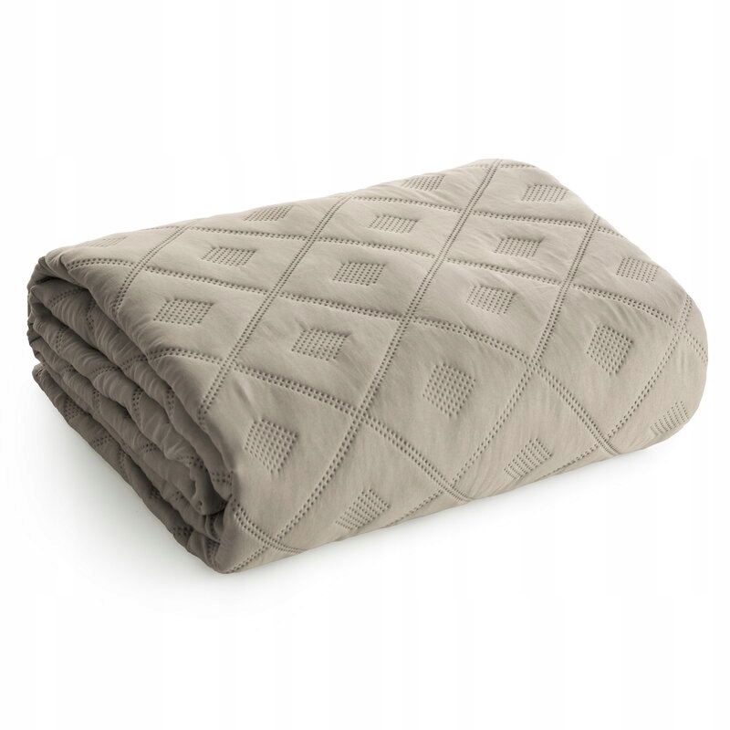 Přehoz 220x240 Alara béžová tmavá prošívaná kosočtvercová barva D91