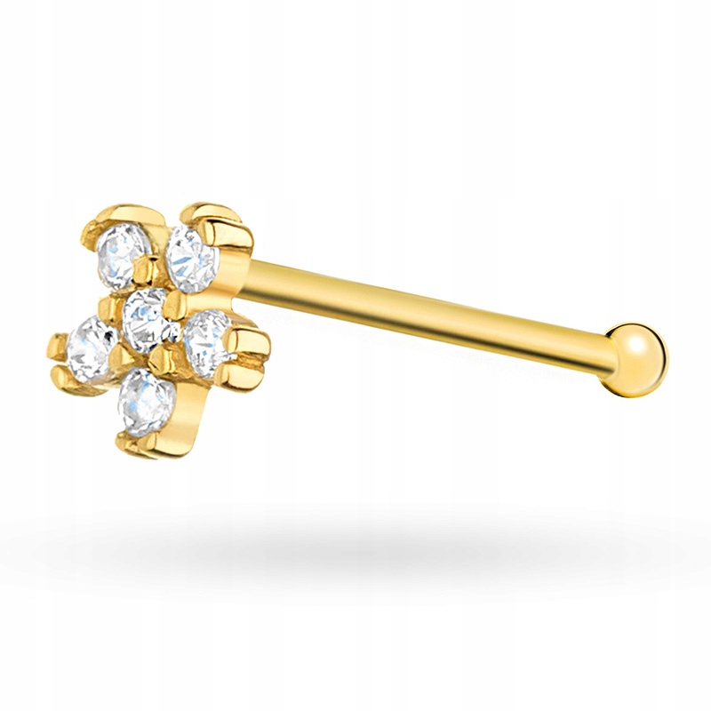 Zlatý Náušník na nos pr. 585 Květ s zirkony