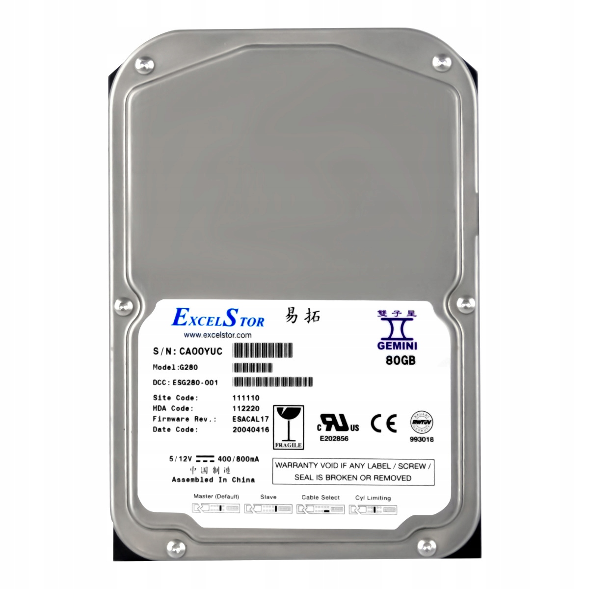 Excelstor Gemini 80GB 5.4K 2MB 3.5'' G280