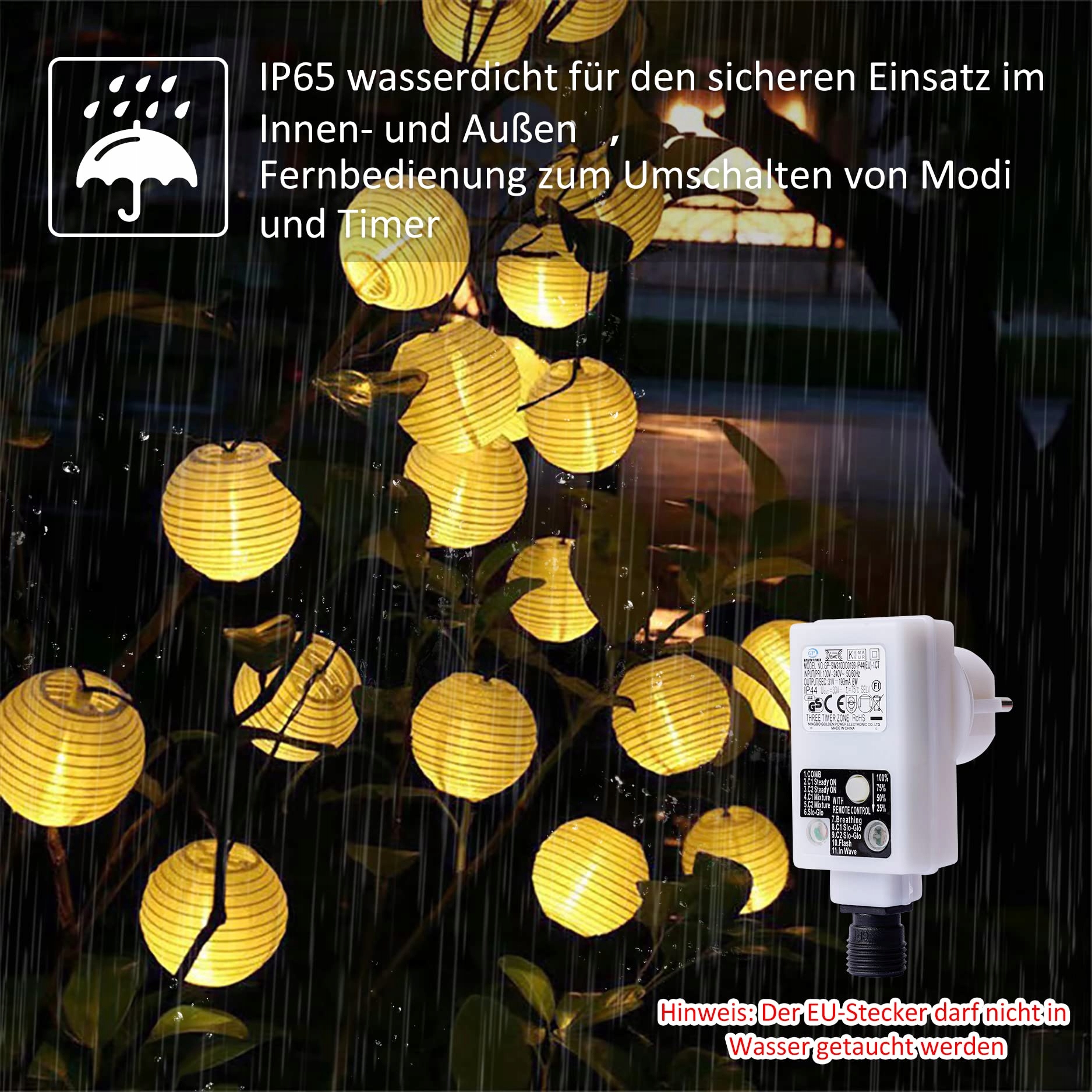 STARRYEVER Lampki LED 12M 11 Trybów Pilot Patio Balkon Ogród — miniatura 4