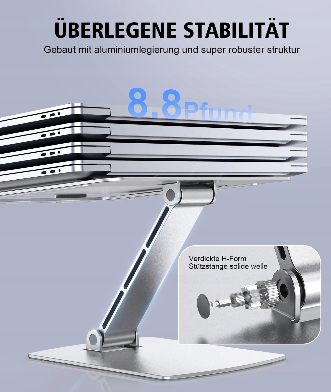 GLANGEH REGULOWANY STOJAK NA LAPTOPA ALUMINIOWY KOMPATYBILNY Z MACBOOK — miniatura 3
