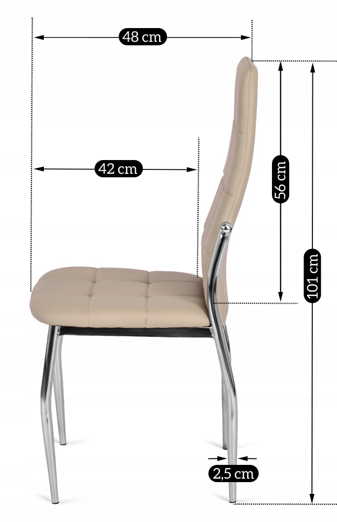 Krzesło Tapicerowane Kuchenne Jadalni Kuchni Salonu Beżowe Ekoskóra MOLLY Kolor obicia beżowy