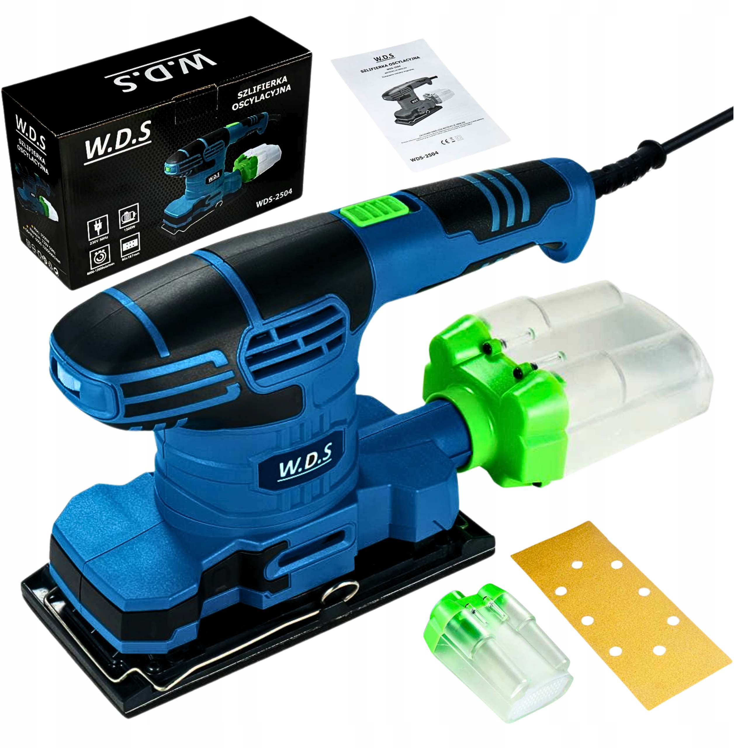 Szlifierka oscylacyjna do drewna prostokątna ręczna 1500W 90x187 mocna