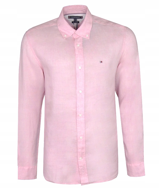 Tommy Hilfiger pánská lněná košile, růžová, L