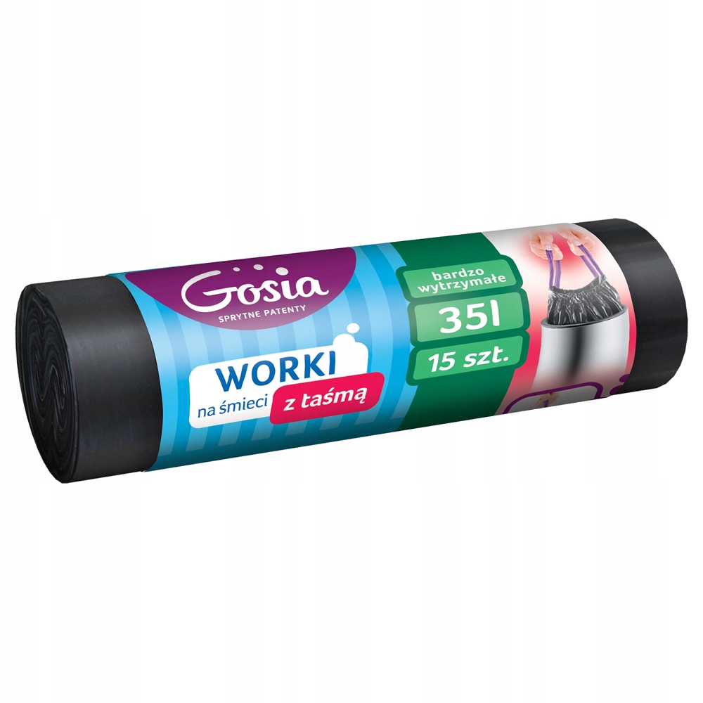 

Gosia Worki Śmieci Mocne Czarne Taśma 35L 15szt