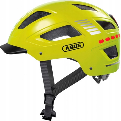 Cyklistická přilba Abus Hyban 2.0 Led signal žlutá M