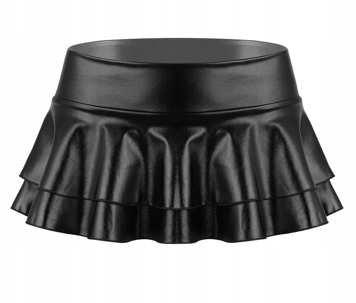 SEXY CZARNA PLISOWANA MINI SPÓDNICZKA VINYL XXL Wzór dominujący bez wzoru