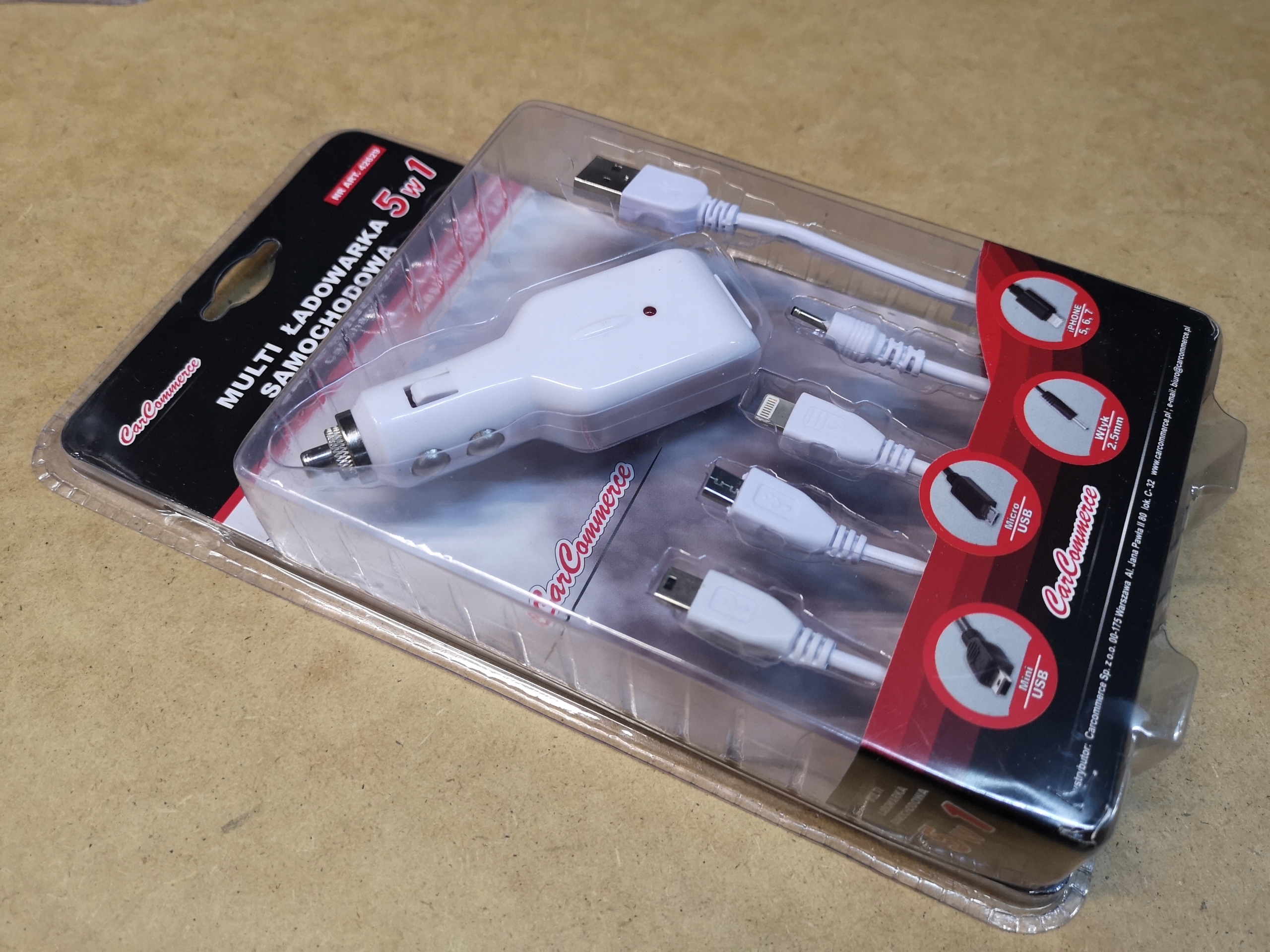 Ładowarka samochodowa USB 5w1 12V 24V 2100 mA EAN (GTIN) 0092521385032