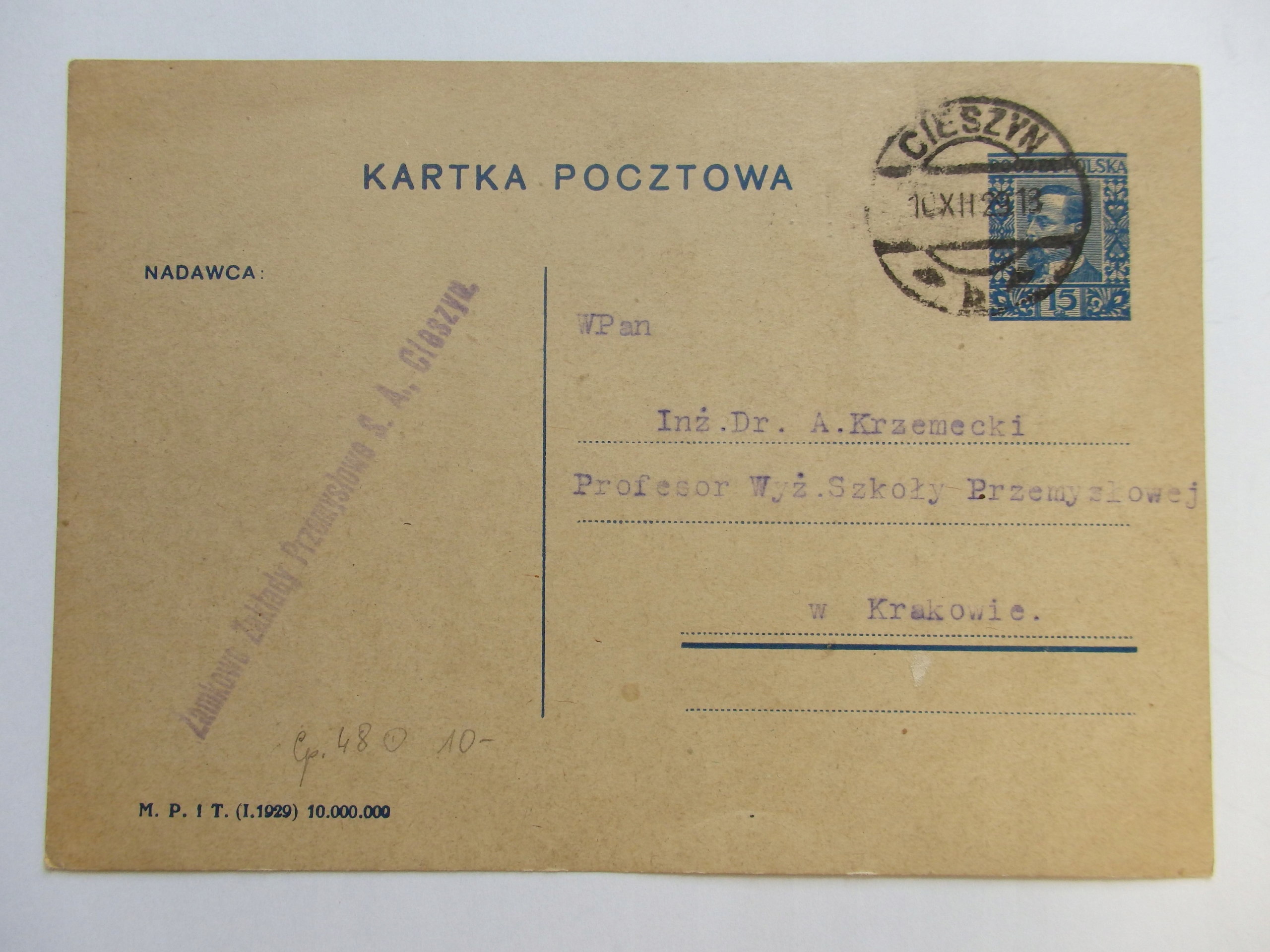 Cp 48I, Cieszyn kas. 1929r. A5909