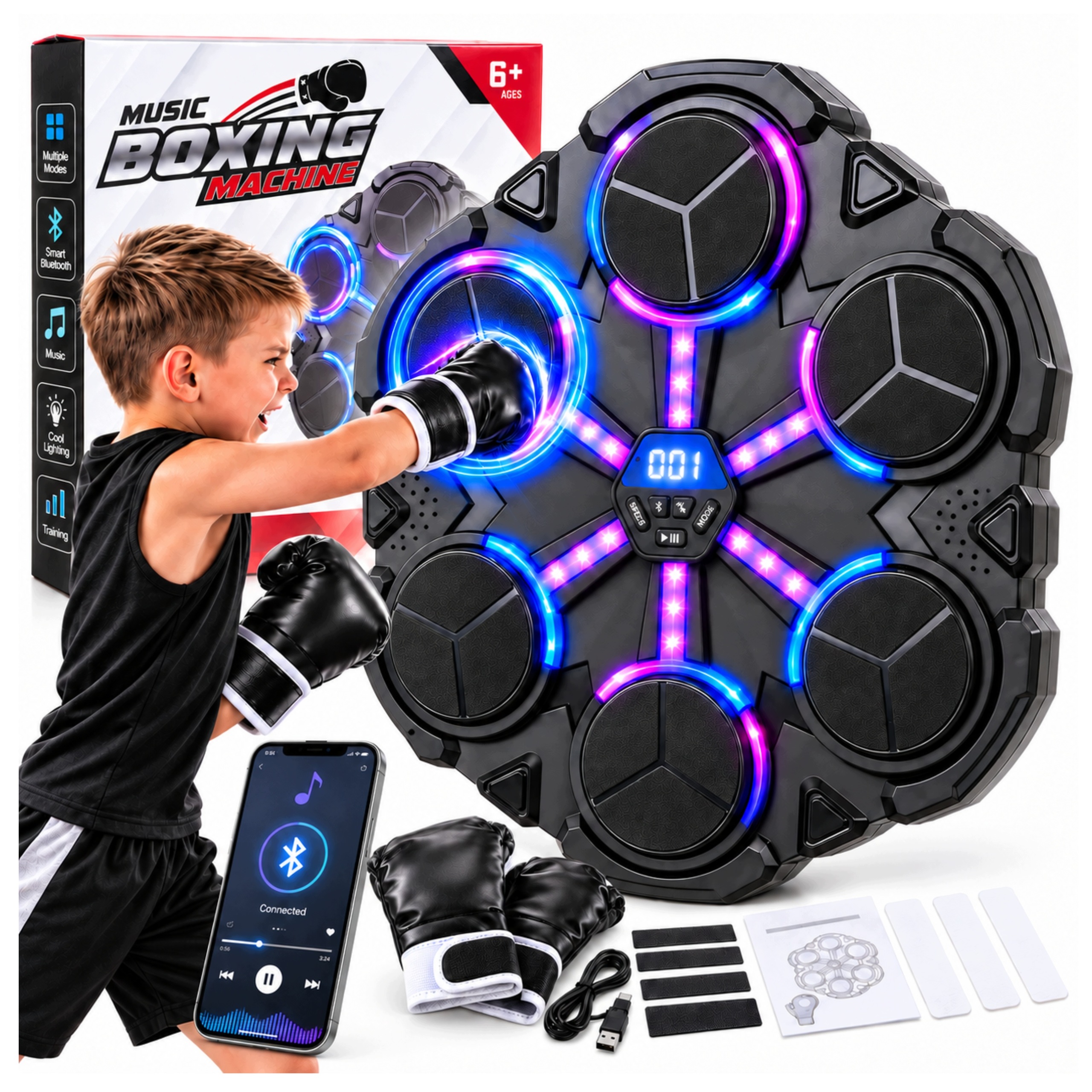 Tablica Bokserska Interaktywna Bluetooth Led Rękawice Trening Refleksu