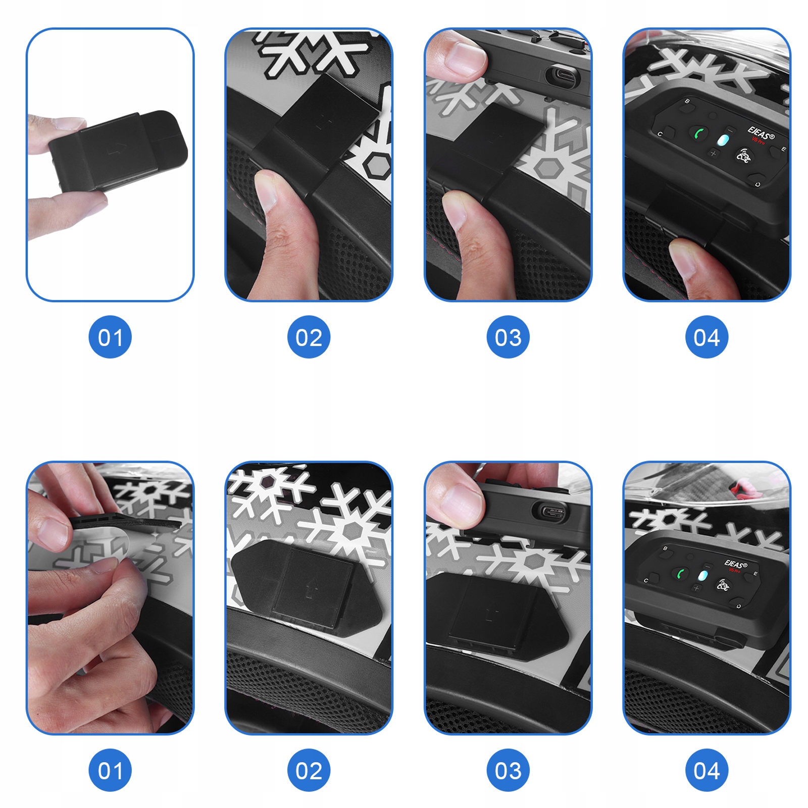 INTERKOM MOTOCYKLOWY EJEAS V6 PRO USB-C 2024 Bluetooth 5.1 na kask Dodatkowe funkcje parowanie z telefonem