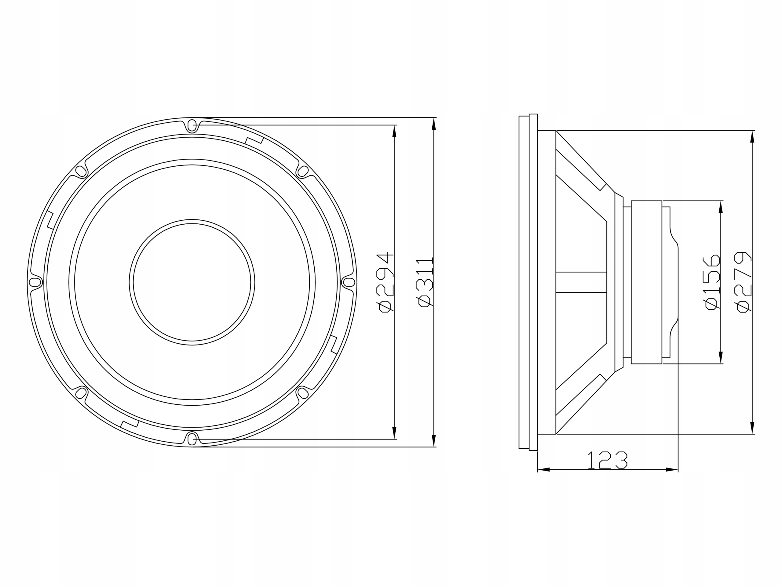 MOCNY GŁOŚNIK SAMOCHODOWY NISKOTONOWY 500W 8Ohm WOOFER 12" BASOWY 311mm Kod producenta A-300-8