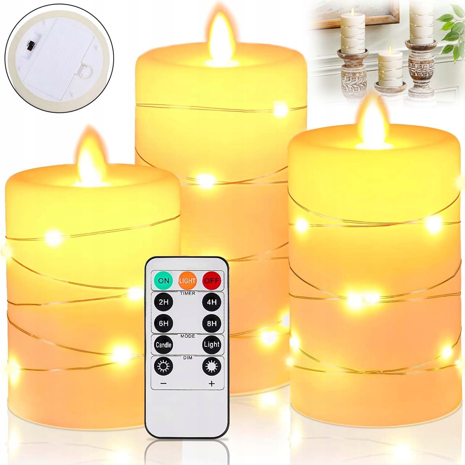 3X Led Svíčka S Trojitou Vložkou Do Hřbitovních Svíček Baterie Světlo Svíčky Z Časovače